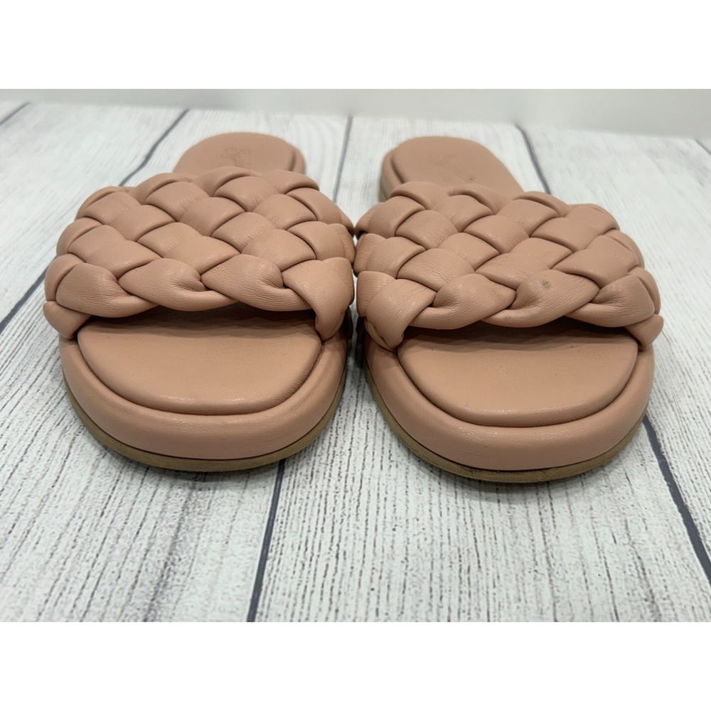 Anthropologie Seychelles Bellisima Slide Sandal Womens 9 Tan Woven Braided‎ Flat - Picture 7 of 10